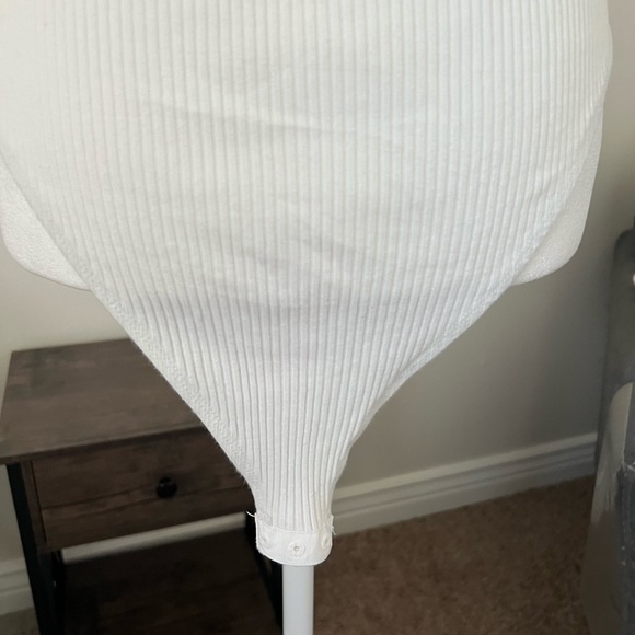 SHEIN | White Ribbed Twist Front Bodysuit Tank Top - Picture 7 of 14